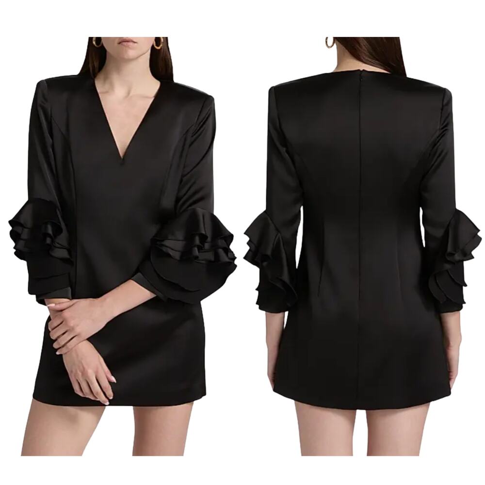 Ramy Brook Klara Mini Dress Ruffle Cuff Shift Party Cocktail Evening Formal 4